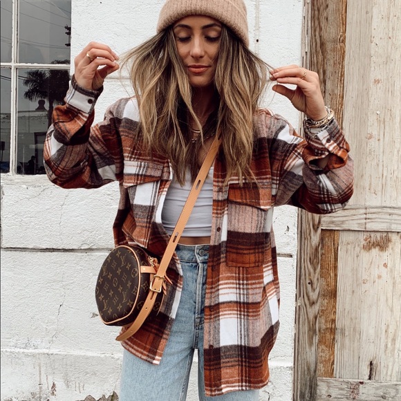 12th Tribe Jackets & Blazers - Nightfall Rust Plaid Shacket